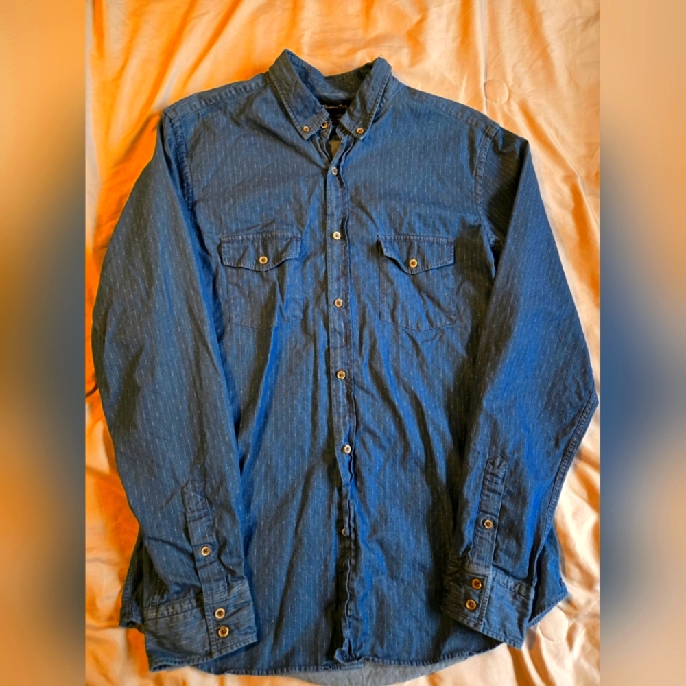 Men's Massimo Dutti Blue Dress Shirt Large